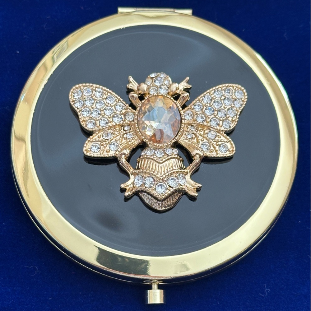 Monet Gold and Black Bee Compact Mirror - Picture 1 of 9